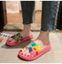 Women Beach Slippers Women's Rainbow Colors Woman Cute Flower Flat Shoes Footwear Ladies Slides Waterproof Summer Beach Slippers Slipper With Comfort Non Slip Sole Women’s Slim Flip Flop