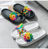 Women Beach Slippers Women's Rainbow Colors Woman Cute Flower Flat Shoes Footwear Ladies Slides Waterproof Summer Beach Slippers Slipper With Comfort Non Slip Sole Women’s Slim Flip Flop