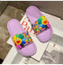 Women Beach Slippers Women's Rainbow Colors Woman Cute Flower Flat Shoes Footwear Ladies Slides Waterproof Summer Beach Slippers Slipper With Comfort Non Slip Sole Women’s Slim Flip Flop