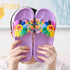 Women Beach Slippers Women's Rainbow Colors Woman Cute Flower Flat Shoes Footwear Ladies Slides Waterproof Summer Beach Slippers Slipper With Comfort Non Slip Sole Women’s Slim Flip Flop