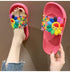 Women Beach Slippers Women's Rainbow Colors Woman Cute Flower Flat Shoes Footwear Ladies Slides Waterproof Summer Beach Slippers Slipper With Comfort Non Slip Sole Women’s Slim Flip Flop