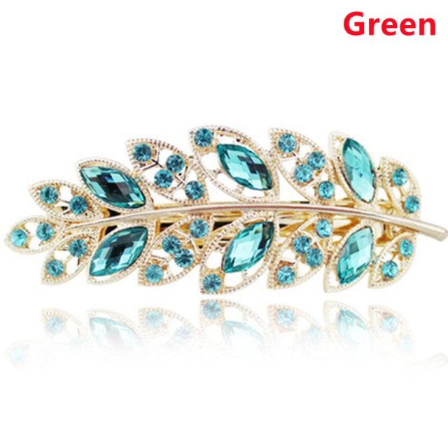 Women Fashion Rhinestone Horsetail Hairpin Spring Clip Ladies Luxury Jewelry Crystal Side Clip Gorgeous Ponytail Holder Hair Accessories For Women