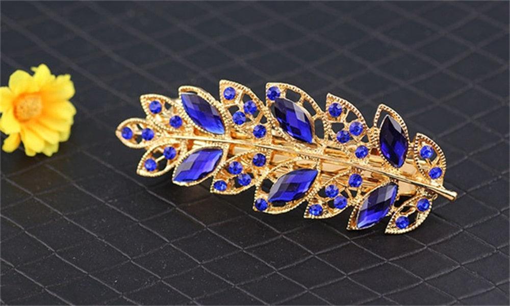 Women Fashion Rhinestone Horsetail Hairpin Spring Clip Ladies Luxury Jewelry Crystal Side Clip Gorgeous Ponytail Holder Hair Accessories For Women