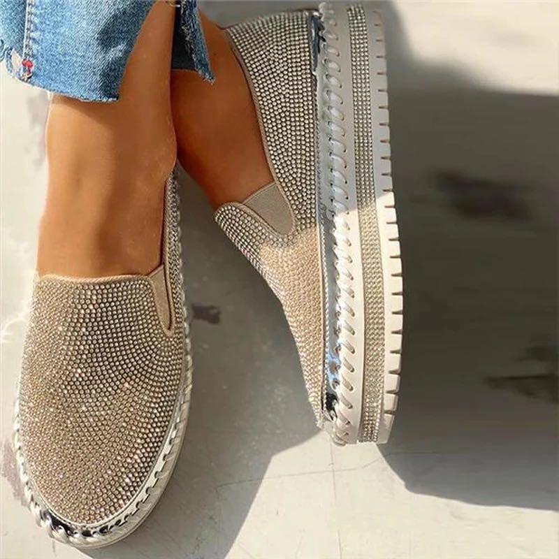 Women Flat Glitter Espadrilles Casual Female Mesh Lace Up Platform Comfortable Vulcanized Shoes Unisex Flat Memory Foam Cushioned Insole Casual Slip-On Loafers Shoes - STEVVEX Shoes - 109, Beach Shoes, Casual Espadrilles, Casual Women Shoes, Casual Women Sneakers, Classic Womens Sneakers, Comfortable Shoes, Elegant Women Shoes, Espadrilles, Fashion Women Shoes, Luxury Shoes, Shoes, Soft Shoes, Summer Women Espadrile, Walking Shoes, Women Flat Shoes, Women Shoes, Womens Espadrilles - Stevvex.com