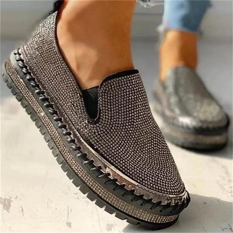 Women Flat Glitter Espadrilles Casual Female Mesh Lace Up Platform Comfortable Vulcanized Shoes Unisex Flat Memory Foam Cushioned Insole Casual Slip-On Loafers Shoes - STEVVEX Shoes - 109, Beach Shoes, Casual Espadrilles, Casual Women Shoes, Casual Women Sneakers, Classic Womens Sneakers, Comfortable Shoes, Elegant Women Shoes, Espadrilles, Fashion Women Shoes, Luxury Shoes, Shoes, Soft Shoes, Summer Women Espadrile, Walking Shoes, Women Flat Shoes, Women Shoes, Womens Espadrilles - Stevvex.com
