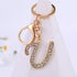 Women Keychain Alphabet Letter Rhinestone Gold Color Key Ring Charm Key Chain Accessories Purse Charms for Handbags Crystal Alphabet Initial Letter Pendant with Key Ring Female Car Bag Keyring Holder