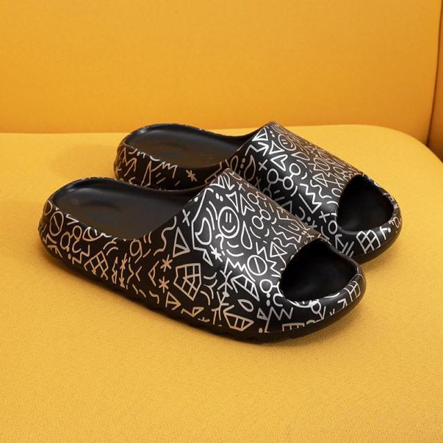 Women Platform Flat Slippers Outdoor Flip Flops Summer Beach Fashion Indoor Slippers Unisex Men Non-slip Slides Thick Sole Home House Cloud Cushion Sandals For Indoor And Outdoor