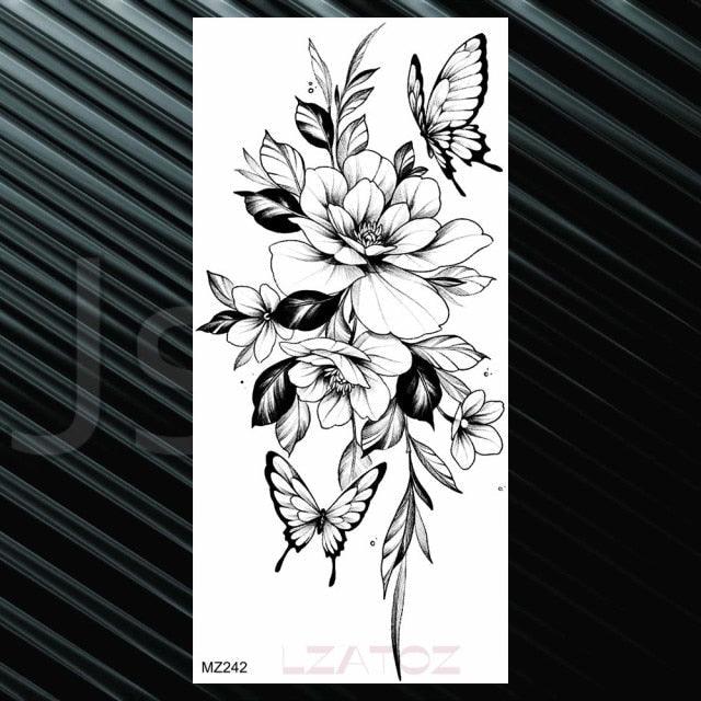 Women's Fashion Flower Temporary Tattoos Sticker Fake Rose Waterproof Large Realistic Black Colorful Flowers Tattoos - STEVVEX Beauty - 103, 3D Tattoo, Arm Tattoo, Back Tattoo, Beauty, Big Tattoo, Black Tattoos, Body Tattoo, Colorful Tattoo, Extra Large Tattoo, Fashion Tattoo, Flower Tattoo, Girls Tattoo, Large Tattoo, Lavender Tattoo, Leg Tattoo, Lotus Tattoo, Luxury Tattoo, Modern Tattoo, Shoulder Tattoo, Stylish Tattoo, Tattoo, Waterproof Tattoo, Women Tattoo, Womens Tattoo - Stevvex.com