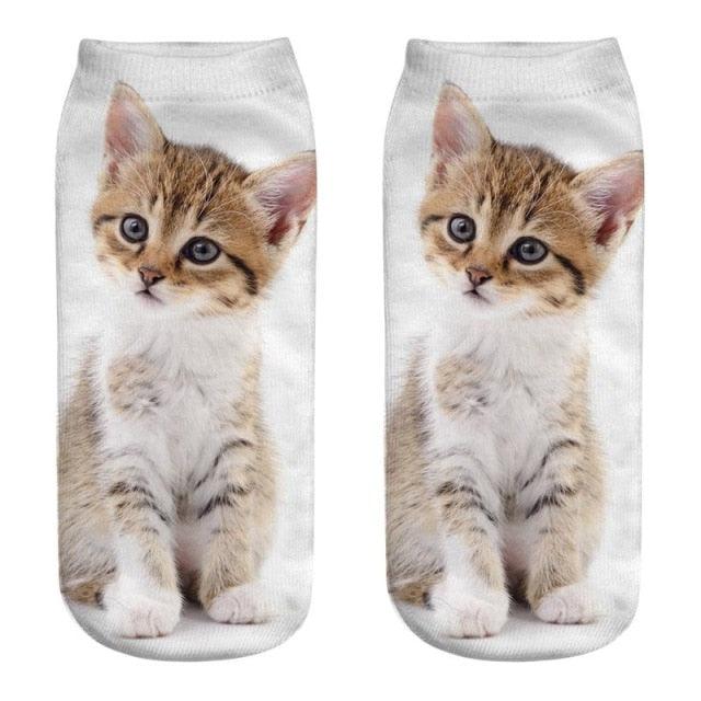 Women's Funny Animal Cute 3D Print Kitten Socks Women Ankle Socks Unisex Socks Fashion Socks Cartoon Cat Fashion Style Casual Boat Socks For Men And Women