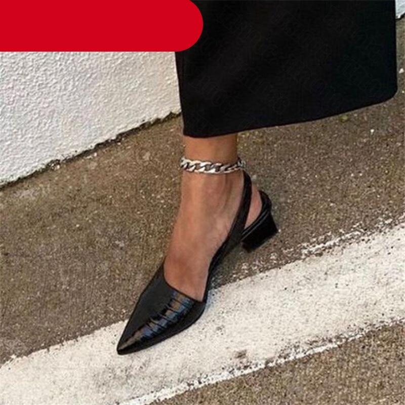 Women's Pointed Toes Pumps Luxury Heels Sandals Summer New Vintage Woman Lady Sandals Fashion Heel Sandals Mid Block Square Heel Slip On Pointed Toe Office Sandal