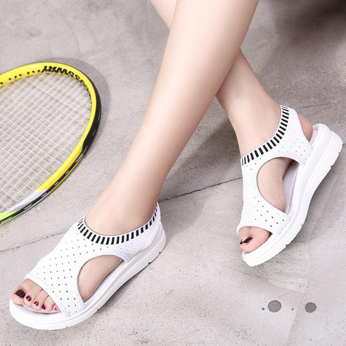 Women Sandals Breathable Comfort Walking Shoes Heels Summer Platform Sandal Casual Comfortable Sandals For Women Ankle Elastic Lightweight Soft Modern Beach Sandals