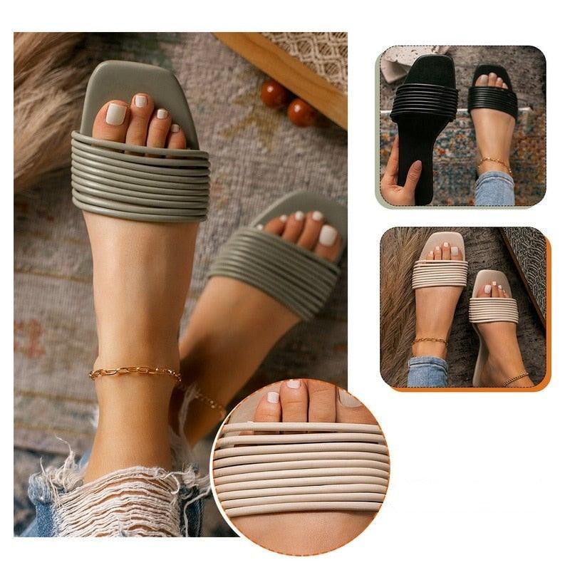 Women Sandals Summer Hollow Out Shoes Open Toe Beach Flats Ladies Footwear Strappy Flat Sandals Adjustable Casual Sandal With Open Toe Slingback Elegant Sandals