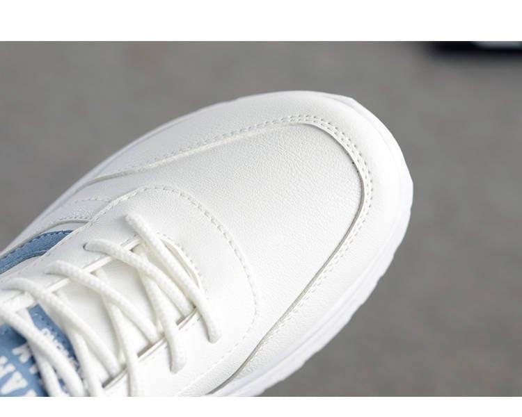 Women White Leather Sneakers Fashion Casual Woman Comfortable Breathable White Flats Platform Sneakers Low Top Sneaker Lace-up Classic Girls Comfortable Sneakers