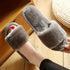 Women Winter Heart Shoes Woman Slides Plush Home Slippers Indoor House Shoes Winter Warm Fur Slippers With Embroidered Heart Details Soft And Warm House Slippers With Cushioned Insole