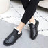 Women Winter Warm Luxury Shoes Waterproof Plush Leather Cotton Shoes Daily Home Non-slip Soft Sole Plush Lining Shoes Warm Fur Lined Booties Lace Up Flat Platform Elegant Comfortable Black Shoes