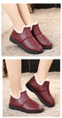 Women Winter Warm Luxury Shoes Waterproof Plush Leather Cotton Shoes Daily Home Non-slip Soft Sole Plush Lining Shoes Warm Fur Lined Booties Lace Up Flat Platform Elegant Comfortable Black Shoes