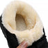 Women Winter Warm Luxury Shoes Waterproof Plush Leather Cotton Shoes Daily Home Non-slip Soft Sole Plush Lining Shoes Warm Fur Lined Booties Lace Up Flat Platform Elegant Comfortable Black Shoes