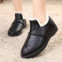 Women Winter Warm Luxury Shoes Waterproof Plush Leather Cotton Shoes Daily Home Non-slip Soft Sole Plush Lining Shoes Warm Fur Lined Booties Lace Up Flat Platform Elegant Comfortable Black Shoes
