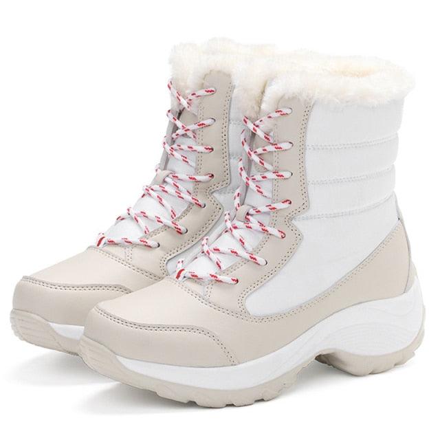 Womens Boots Waterproof Winter Shoes Snow Boots Keep Warm Ankle Winter Boots With Thick Fur Heels Women Ankle Hiking Shoes Waterproof Non Slip Warm Fur Outdoor Boots