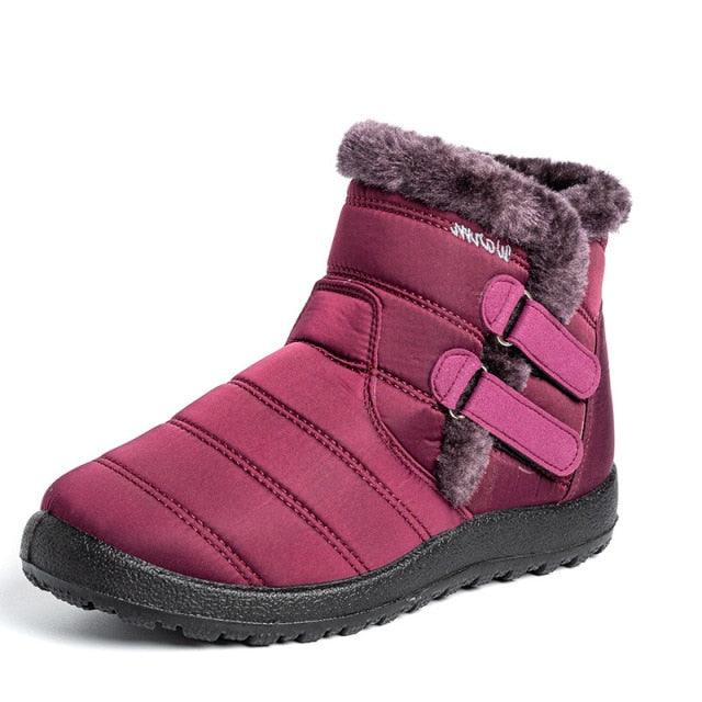 Womens Snow Boots Ankle Hook Look Fur Plush Inside Waterproof Down Winter Boots Shoes Winter Snow Boots Fur Lined Warm Ankle Boots Slip On Waterproof Outdoor Sport Booties