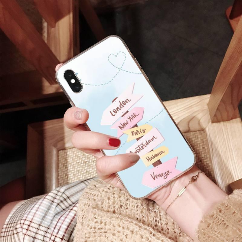 World Map Travel Phone Case for iPhone 11 12 13 Mini Pro Max 8 7 6 6S Plus X 5 SE XR XS Case shell Clear Cute Women Luxury Heart Clear Slim Thin Silicone Bumper Hard Back Protective Phone Case for iPhone