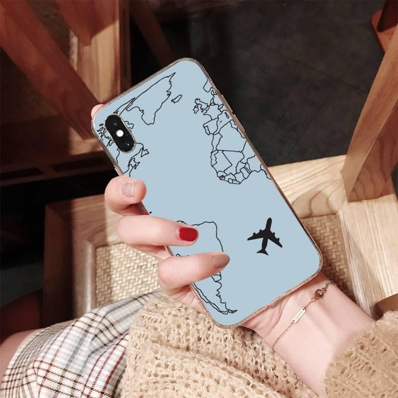 World Map Travel Phone Case for iPhone 11 12 13 Mini Pro Max 8 7 6 6S Plus X 5 SE XR XS Case shell Clear Cute Women Luxury Heart Clear Slim Thin Silicone Bumper Hard Back Protective Phone Case for iPhone