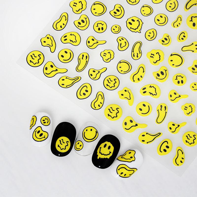 Yellow Smiles Sun Moon Clouds 3D Nail Stickers For Halloween Theme Slider Decals Nail Art Decorations Design  3D Self-Adhesive Nail Decorations Accessories Women Girls Manicure Decorations Nail Art Supplies Water Transfer Decals