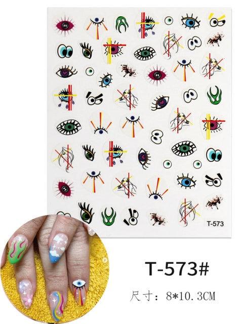 Yellow Smiles Sun Moon Clouds 3D Nail Stickers For Halloween Theme Slider Decals Nail Art Decorations Design  3D Self-Adhesive Nail Decorations Accessories Women Girls Manicure Decorations Nail Art Supplies Water Transfer Decals